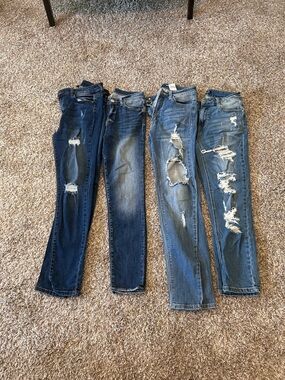 Women’s Distressed Skinny Jeans - Blue